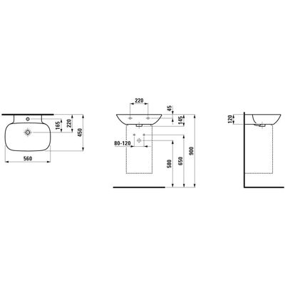 Lavabo sobre encimera Laufen INO - 1 agujero, sin rebosadero, 560x450mm Lavabo sobre encimera Laufen INO - 1 agujero, sin rebosadero, 560x450mm