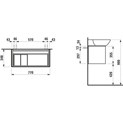 Gabinete de pared Ino de Laufen - SoftClose, para lavabo de 90cm Gabinete de pared Ino de Laufen - SoftClose, para lavabo de 90cm