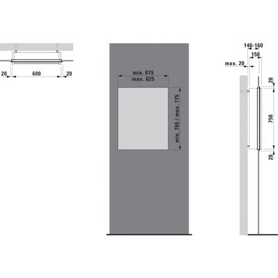 Laufen - Wandmontage Frame 25 für Spiegelschränke - 600mm Laufen - Wandmontage Frame 25 für Spiegelschränke - 600mm