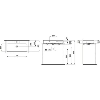 Laufen Weiß Wandwaschbecken aus Saphirkeramik - 750x420mm Laufen Weiß Wandwaschbecken aus Saphirkeramik - 750x420mm