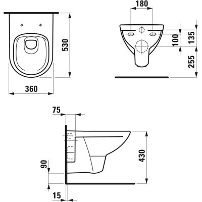 Laufen Pro Vas WC suspendat - Fără margine, 36x53cm, 6/3L Laufen Pro Vas WC suspendat - Fără margine, 36x53cm, 6/3L