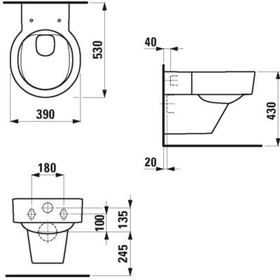 WC a parete Laufen - Senza bordo 390x530 - Bianco WC a parete Laufen - Senza bordo 390x530 - Bianco