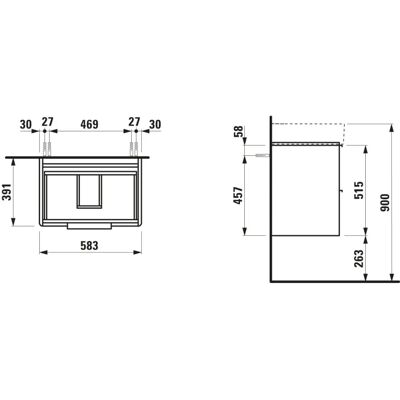 Laufen Weißer Badezimmerunterschrank mit 2 Softclose-Schubladen - 52,5x58,5x39 cm Laufen Weißer Badezimmerunterschrank mit 2 Softclose-Schubladen - 52,5x58,5x39 cm