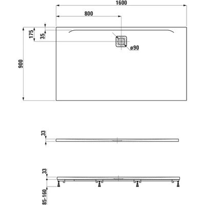 LAUFEN Witte rechthoekige douchebak - Pro 1600x900mm LAUFEN Witte rechthoekige douchebak - Pro 1600x900mm