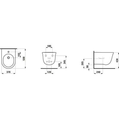 Bidé de pared LAUFEN - 37x53cm, con rebosadero, montaje oculto Bidé de pared LAUFEN - 37x53cm, con rebosadero, montaje oculto