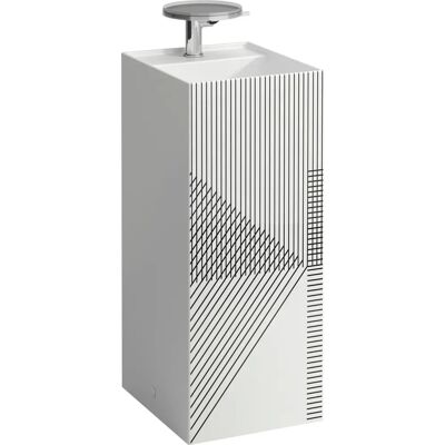 Lavabo independiente Laufen Kartell - 2 agujeros, sin rebosadero, patrón decorativo Lavabo independiente Laufen Kartell - 2 agujeros, sin rebosadero, patrón decorativo