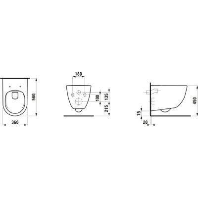 LAUFEN Manhattan WC Sospeso - Senza Bordo, 360x560mm, Ceramica LAUFEN Manhattan WC Sospeso - Senza Bordo, 360x560mm, Ceramica