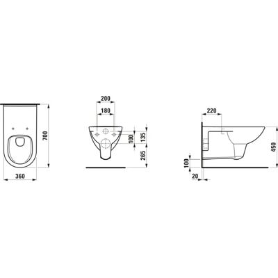 Laufen Pro Liberty WC Sospeso - Senza Barriere, 360x700mm Laufen Pro Liberty WC Sospeso - Senza Barriere, 360x700mm