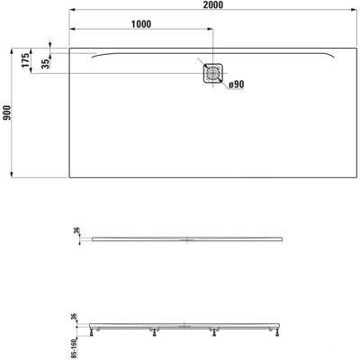 Laufen Pro Vasca Doccia - Rettangolare, 2000x900x36mm Laufen Pro Vasca Doccia - Rettangolare, 2000x900x36mm