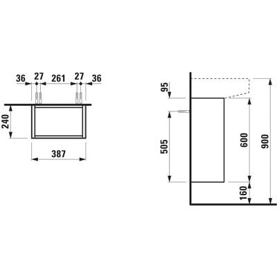 Laufen Sonar Gabinete Bajo Lavabo - Dorada - 1 Puerta - Montado en Pared Laufen Sonar Gabinete Bajo Lavabo - Dorada - 1 Puerta - Montado en Pared