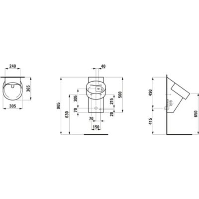 Urinario de aspiración Laufen Val - Control Bluetooth Urinario de aspiración Laufen Val - Control Bluetooth