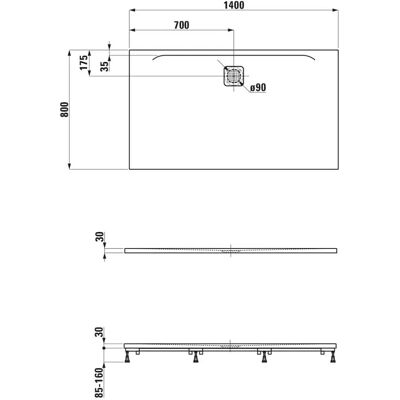 Laufen Pro Piatto Doccia Rettangolare - 1400x800mm, Bianco Opaco Laufen Pro Piatto Doccia Rettangolare - 1400x800mm, Bianco Opaco