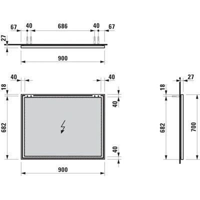 Laufen H44740590014414501 - Espejo con marco de aluminio - 900x25x700 Laufen H44740590014414501 - Espejo con marco de aluminio - 900x25x700