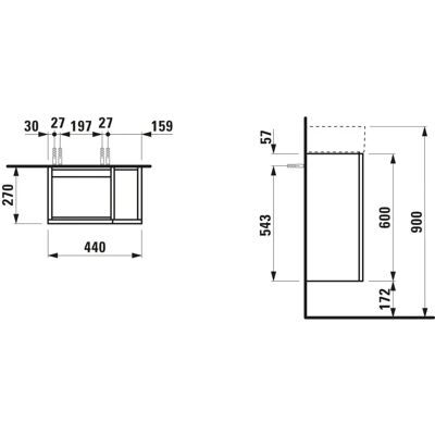 Laufen Kartell Waschbeckenunterschrank - Grau-Blau, Links Scharnier, 440x600x270 - Waschtischunterschrank Laufen Kartell Waschbeckenunterschrank - Grau-Blau, Links Scharnier, 440x600x270 - Waschtischunterschrank
