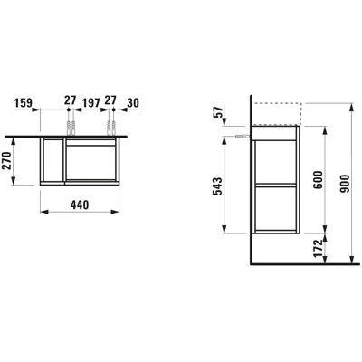 Laufen Kartell Waschtischunterschrank - Rechte Scharniertür - 440x600x270mm - Graublau Laufen Kartell Waschtischunterschrank - Rechte Scharniertür - 440x600x270mm - Graublau