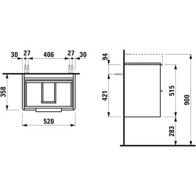 Laufen H818958 Dulap suspendat pentru lavoar - 2 sertare cu soft-close Laufen H818958 Dulap suspendat pentru lavoar - 2 sertare cu soft-close