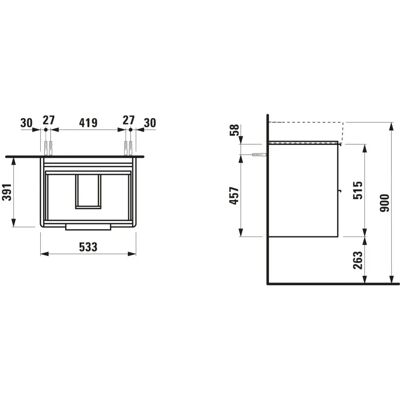 Bază Laufen pentru mobilier de baie - 2 sertare - 53x39x53 cm Bază Laufen pentru mobilier de baie - 2 sertare - 53x39x53 cm