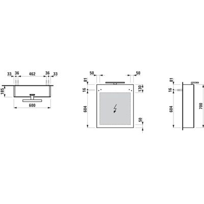 LAUFEN Dulap cu Oglindă 600mm - Iluminare LED - Balama Dreaptă - Gri Traficiu - Dulap cu Oglindă LAUFEN Dulap cu Oglindă 600mm - Iluminare LED - Balama Dreaptă - Gri Traficiu - Dulap cu Oglindă