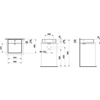 Lavabo suspendido Laufen Cartell - 460x460mm - Graphit mate Lavabo suspendido Laufen Cartell - 460x460mm - Graphit mate