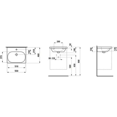 Lavabo Laufen Lua - Rettangolare, Ovale, 550x460mm Lavabo Laufen Lua - Rettangolare, Ovale, 550x460mm