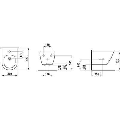 LAUFEN Lua Wandbidet - Overloop, 1 Kraangat - 360x520mm - Bidet LAUFEN Lua Wandbidet - Overloop, 1 Kraangat - 360x520mm - Bidet