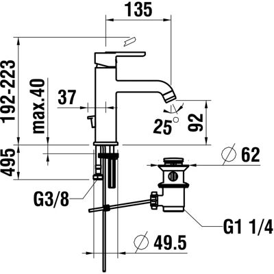 Miscelatore lavabo Laufen Lua Eco+ - Cromato Miscelatore lavabo Laufen Lua Eco+ - Cromato