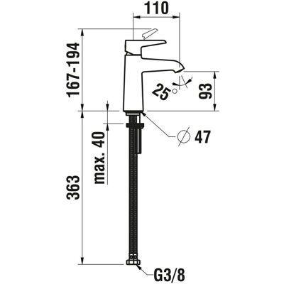 Laufen Chrom Einhand-Waschtischmischer - Fester Auslauf, 110mm Projektor - Armatur Laufen Chrom Einhand-Waschtischmischer - Fester Auslauf, 110mm Projektor - Armatur