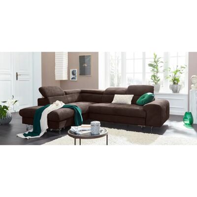 COTTA Chef L-Form Sofa - Chenille, Braun, Ottomane, mit Bettfunktion COTTA Chef L-Form Sofa - Chenille, Braun, Ottomane, mit Bettfunktion