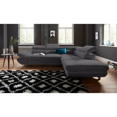 COTTA Enterprise Grau Ecksofa mit Verstellbarem Kopf- und Armteil - Sofa COTTA Enterprise Grau Ecksofa mit Verstellbarem Kopf- und Armteil - Sofa