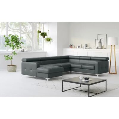 COTTA Sammy U-Form Sofa - Grau - U-förmig, Leder, Mit Kopfteil COTTA Sammy U-Form Sofa - Grau - U-förmig, Leder, Mit Kopfteil