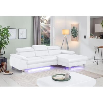 COTTA Komaris L-Form Sofa - Weiß, Gurtunterfederung, LED COTTA Komaris L-Form Sofa - Weiß, Gurtunterfederung, LED