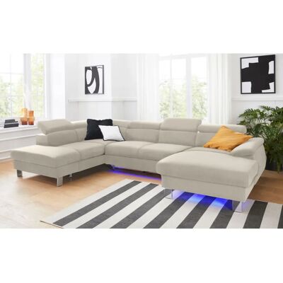COTTA Komaris U-Form Sofa - Mikrofaser & Leder, Grau - U-Form COTTA Komaris U-Form Sofa - Mikrofaser & Leder, Grau - U-Form