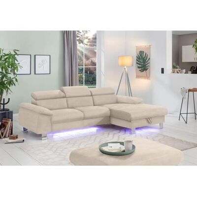 COTTA Komaris L-Form Sofa - Mikrofaser, Beige, mit Stauraum & LED COTTA Komaris L-Form Sofa - Mikrofaser, Beige, mit Stauraum & LED