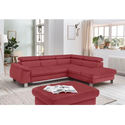 COTTA Komaris - Rotes Leder L-Form Sofa mit RGB LED - 249cm COTTA Komaris - Rotes Leder L-Form Sofa mit RGB LED - 249cm