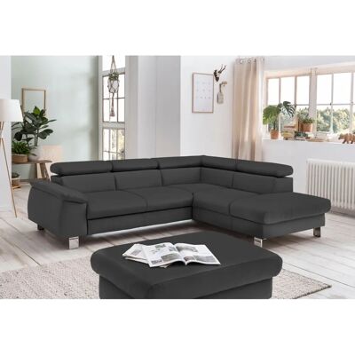 COTTA Komaris L-Form Sofa - Schwarz Leder - 249x72cm COTTA Komaris L-Form Sofa - Schwarz Leder - 249x72cm