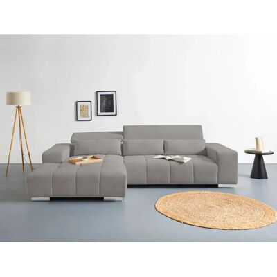 COTTA Orion L-Form Sofa - Mikrofaser - Grau - Recamiere COTTA Orion L-Form Sofa - Mikrofaser - Grau - Recamiere