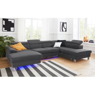 COTTA U-Form Leder-Sofa mit RGB-LED - Sofa COTTA U-Form Leder-Sofa mit RGB-LED - Sofa