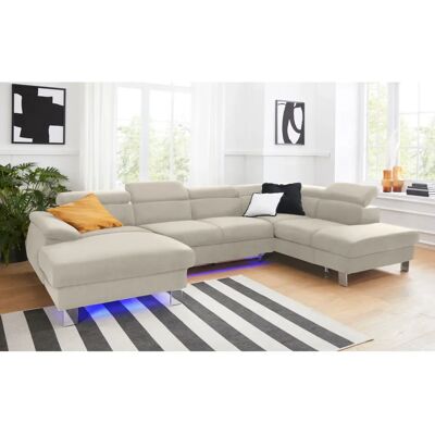 COTTA Komaris U-Form Sofa - Naturleder - Bettfunktion & RGB-LED COTTA Komaris U-Form Sofa - Naturleder - Bettfunktion & RGB-LED