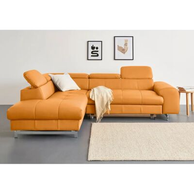 COTTA Chef - Gelbes Leder Ecksofa mit Kopfteil COTTA Chef - Gelbes Leder Ecksofa mit Kopfteil