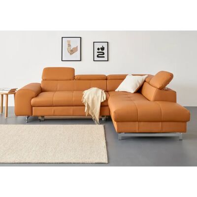 COTTA Chef Gelbes Leder Ecksofa mit Bett & Kopfteilverstellung - Sofa COTTA Chef Gelbes Leder Ecksofa mit Bett & Kopfteilverstellung - Sofa