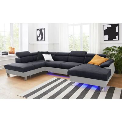 COTTA Komaris U-Form Sofa - Echtes Leder, Ottomane links, Bettfunktion COTTA Komaris U-Form Sofa - Echtes Leder, Ottomane links, Bettfunktion