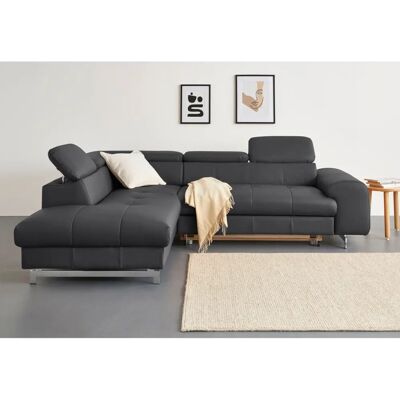COTTA Chef L-Form Sofa - Schwarz - L-förmiges Sofa mit Kopfteilverstellung COTTA Chef L-Form Sofa - Schwarz - L-förmiges Sofa mit Kopfteilverstellung