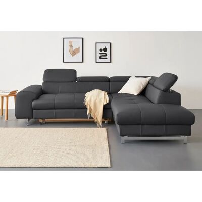 COTTA Chef Ecksofa - Schwarz - 257cm x 72cm x 206cm - Microfaser & Leder COTTA Chef Ecksofa - Schwarz - 257cm x 72cm x 206cm - Microfaser & Leder