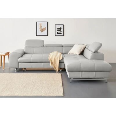 COTTA Chef L-Form Sofa - Grau mit verstellbaren Kopfstützen COTTA Chef L-Form Sofa - Grau mit verstellbaren Kopfstützen