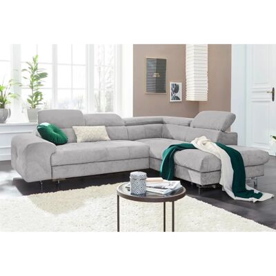COTTA Chef Graues Chenille-Sofa mit Kopfteil - Sofa COTTA Chef Graues Chenille-Sofa mit Kopfteil - Sofa