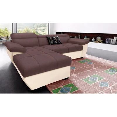 COTTA Speedway L-Form Sofa - Braun (Creme, Braun) - Polstergarnitur mit Kopfteil & Stauraum COTTA Speedway L-Form Sofa - Braun (Creme, Braun) - Polstergarnitur mit Kopfteil & Stauraum
