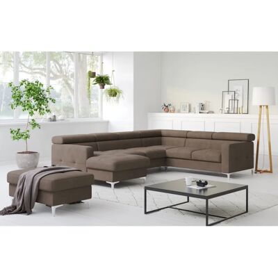 COTTA Sammy U-Form Sofa - Chenille-Struktur, Recamiere links, Kopfstützen COTTA Sammy U-Form Sofa - Chenille-Struktur, Recamiere links, Kopfstützen