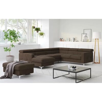 COTTA Sammy U-Form Sofa - Bezugsstoff Chenille, Kopfteilverstellung, Platz für 6 COTTA Sammy U-Form Sofa - Bezugsstoff Chenille, Kopfteilverstellung, Platz für 6