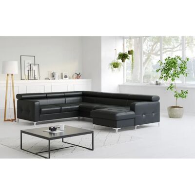 COTTA Sammy U-Form Couch - Modernes Design, Schwarz, mit Stauraum & Relaxfunktion COTTA Sammy U-Form Couch - Modernes Design, Schwarz, mit Stauraum & Relaxfunktion