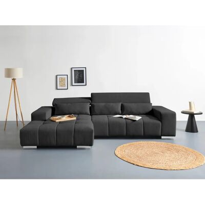 COTTA Orion L-Form Sofa - Mikrofaser, mit linker Recamiere, Schwarz COTTA Orion L-Form Sofa - Mikrofaser, mit linker Recamiere, Schwarz